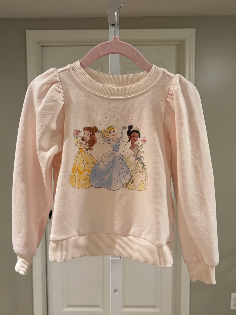 Little Sleepies Disney Light Pink Princess Puff Sleeve Crewneck Sweatshirt